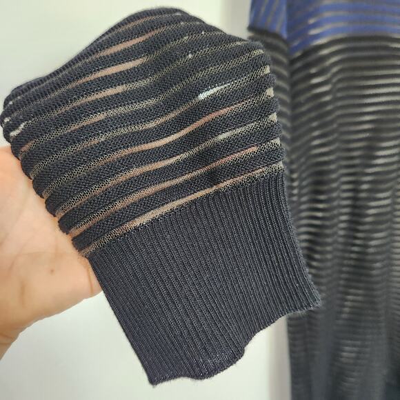 Escada Sport Jonathan Saunders Sheer Striped Pullover Sweater M Designer Grunge - Picture 5 of 8